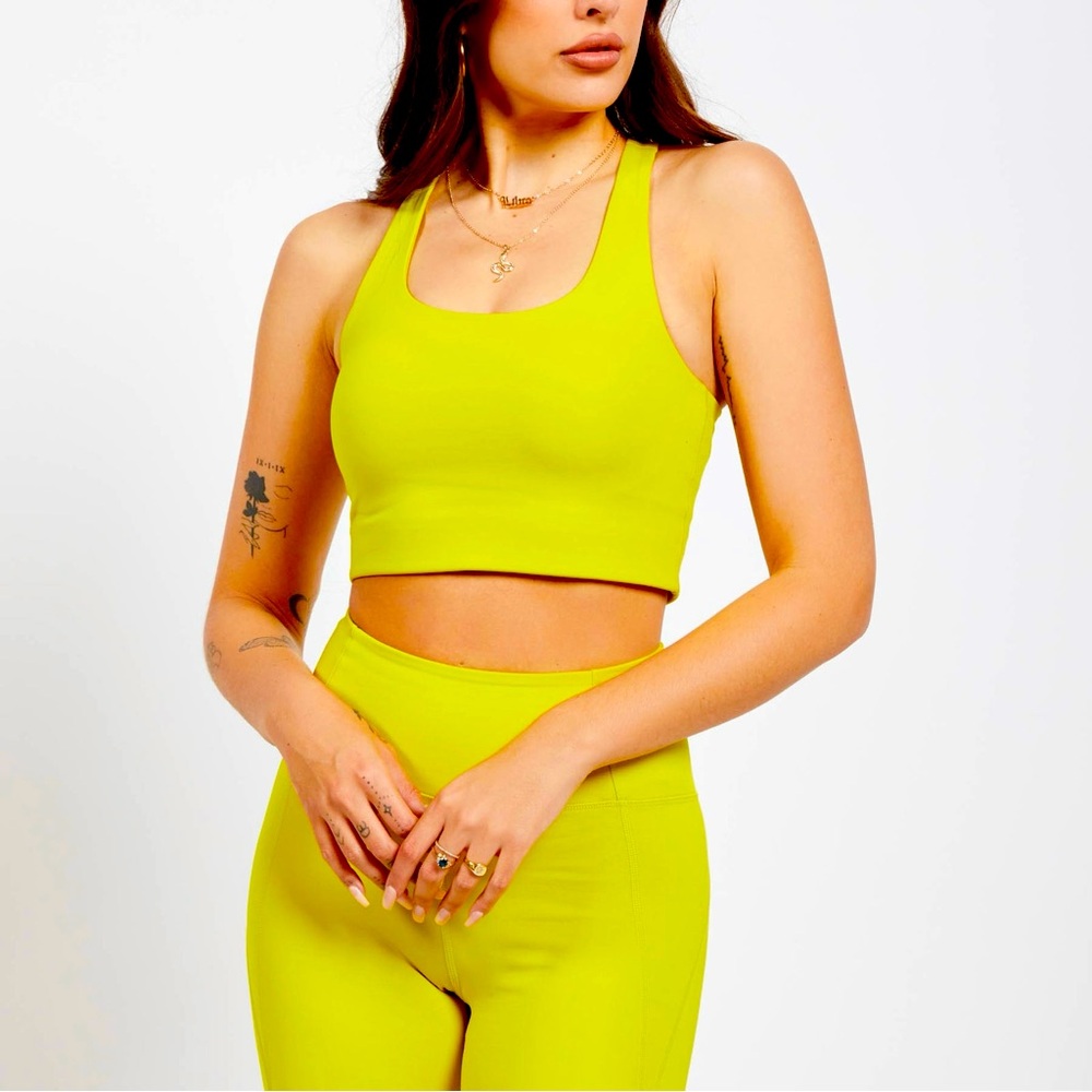 Girlfriend collective Paloma Racerback Bra in Chartreuse